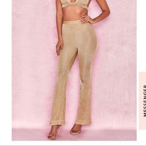 House of CB: Gold Lurex Knit Trousers / Pants